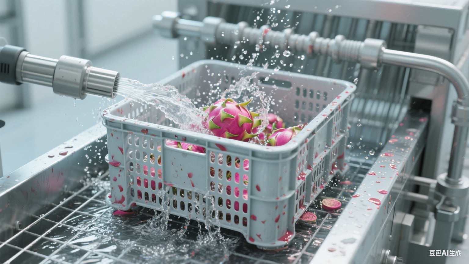 高压烘焙筐洗筐机：能洗火龙果筐子吗？颜色能冲干净吗？(6)