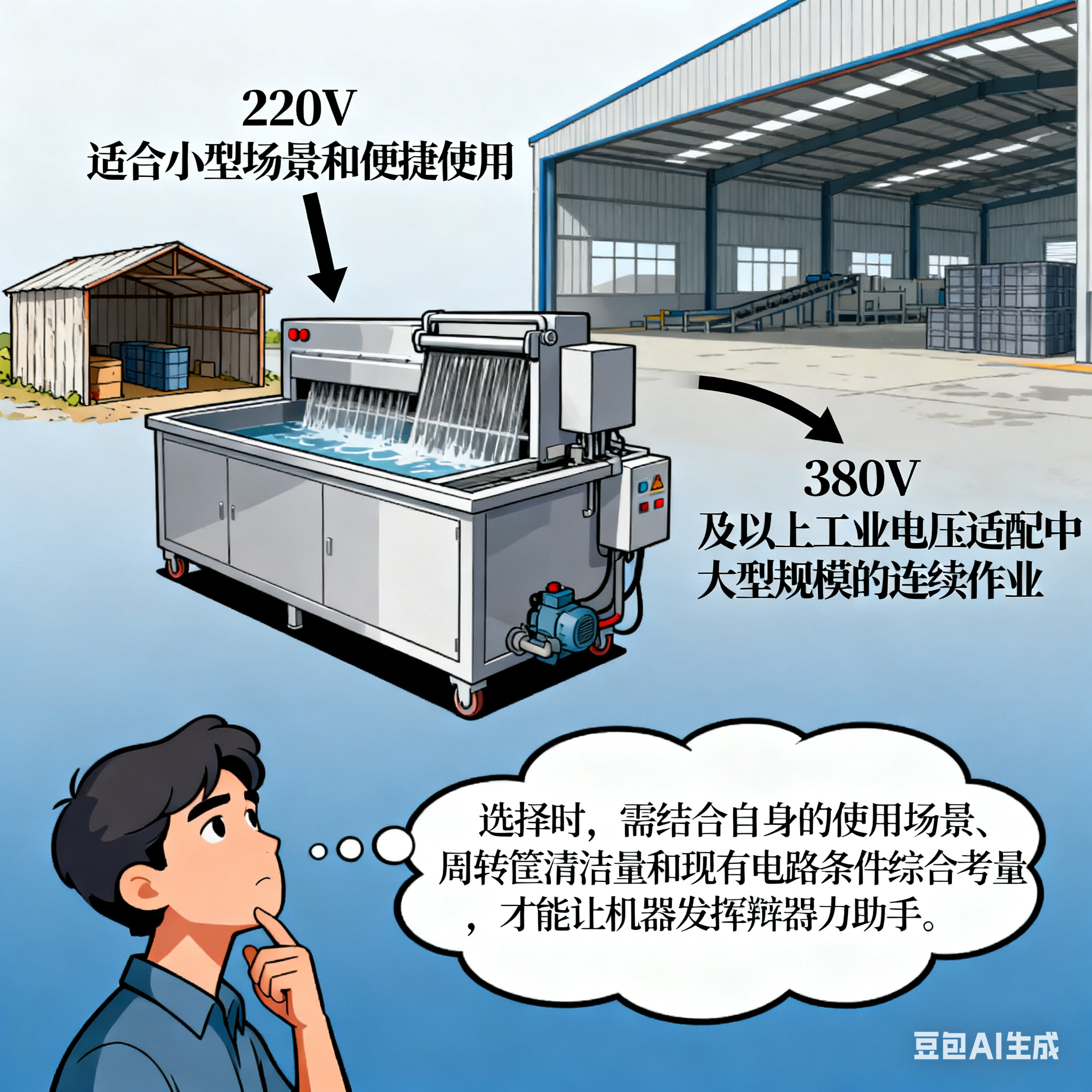 高压周转筐喷淋清洗机，电压选哪种？(5)